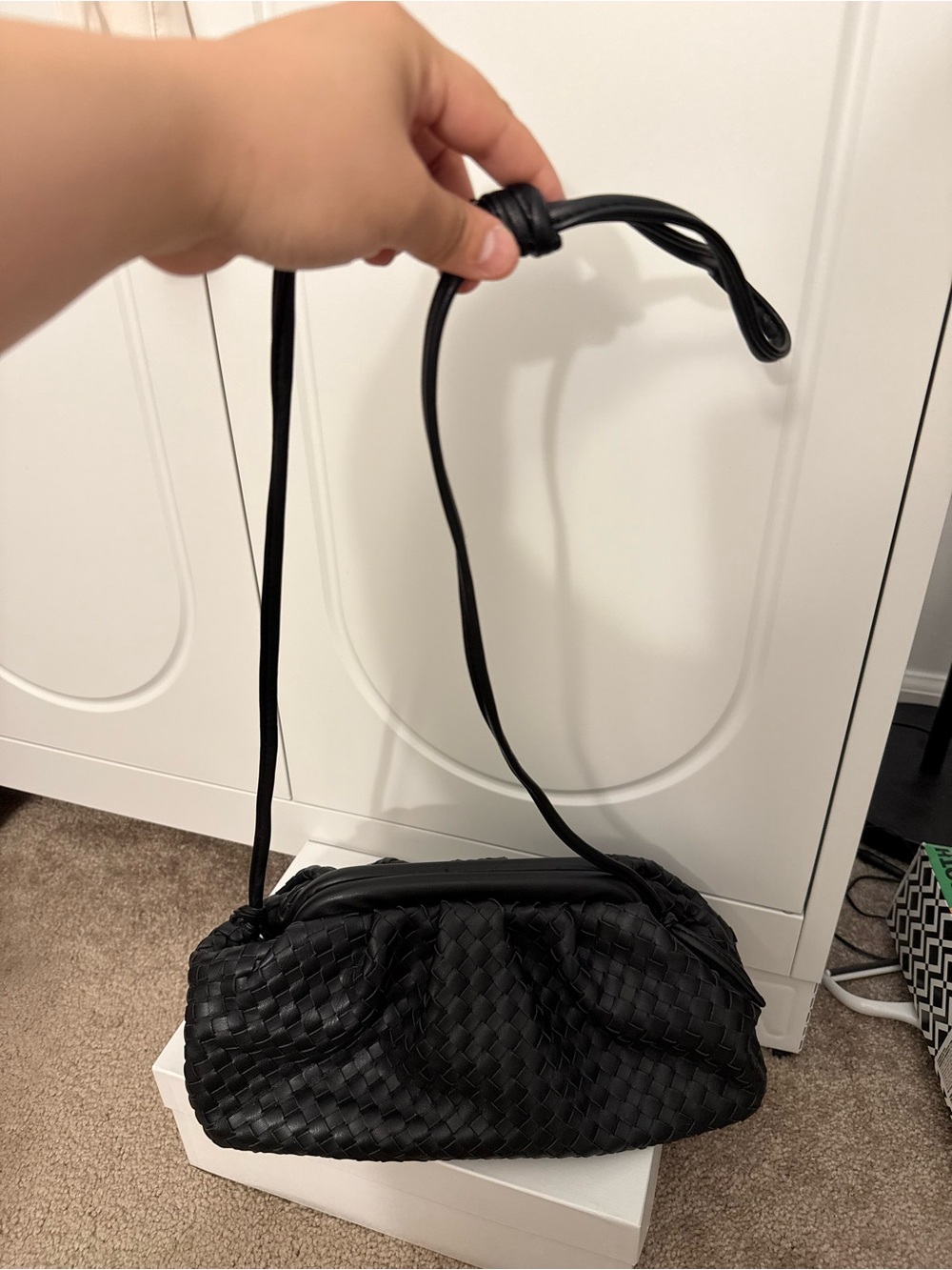 Anthropologie Black Woven Leather Wristlet Clutch - Picture 6 of 6